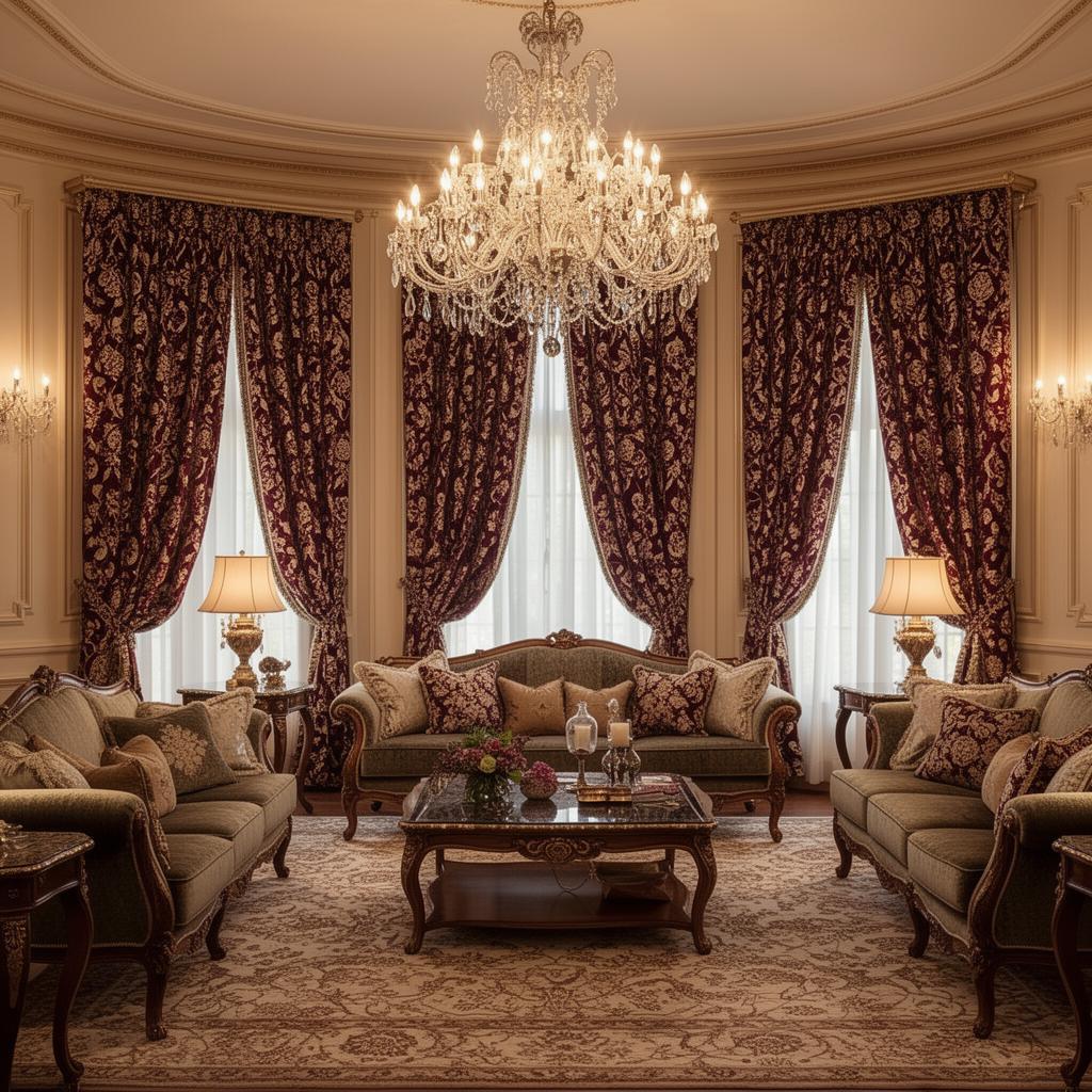 Büyükçekmece ve Beylikdüzü klasik desenli salon perdeleri